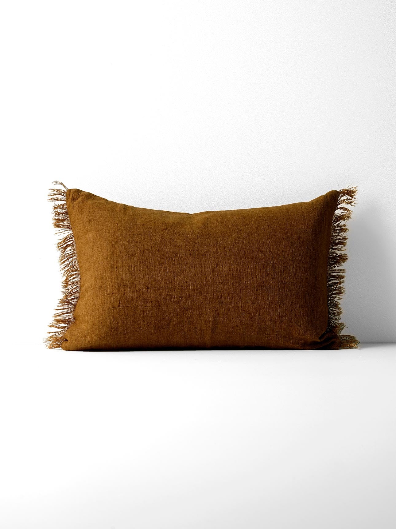 tobacco coloured cushions Tuck Brown Linen Throw Pillow 26" A set of two decorative quilted shams for a minimalist finishing touch. Cassia Handwoven 100% Linen Cushion