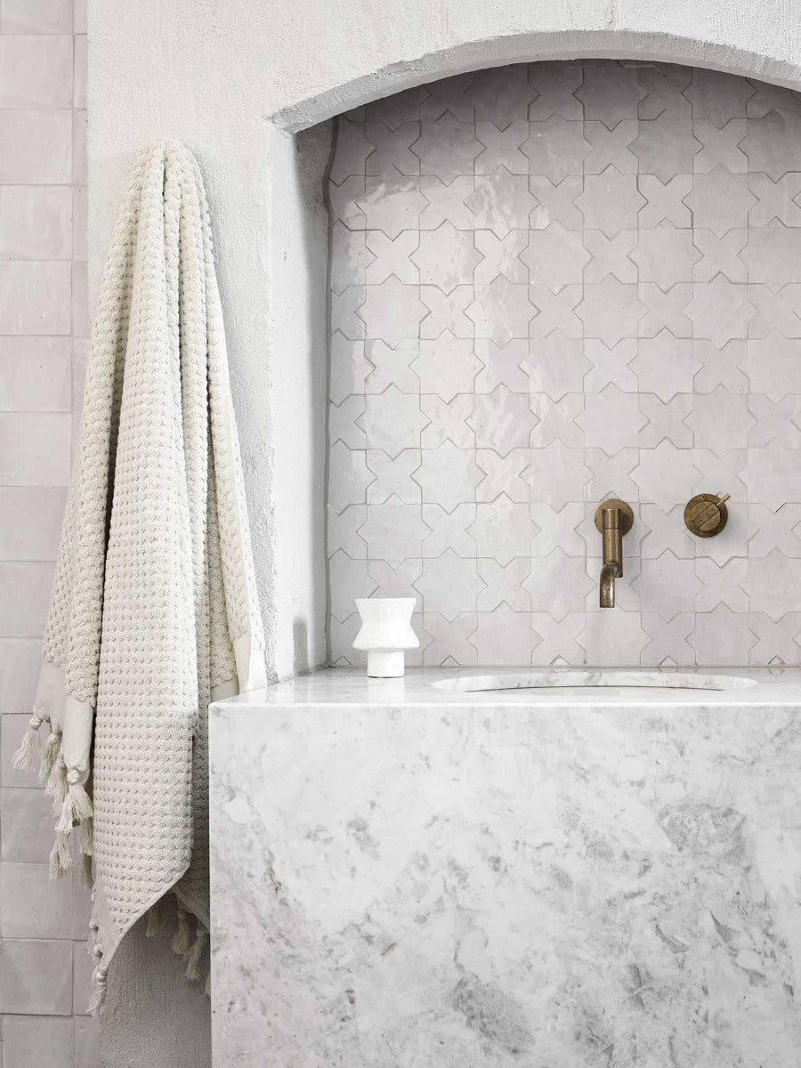 Milos Bath Towel and Sheet in Sand