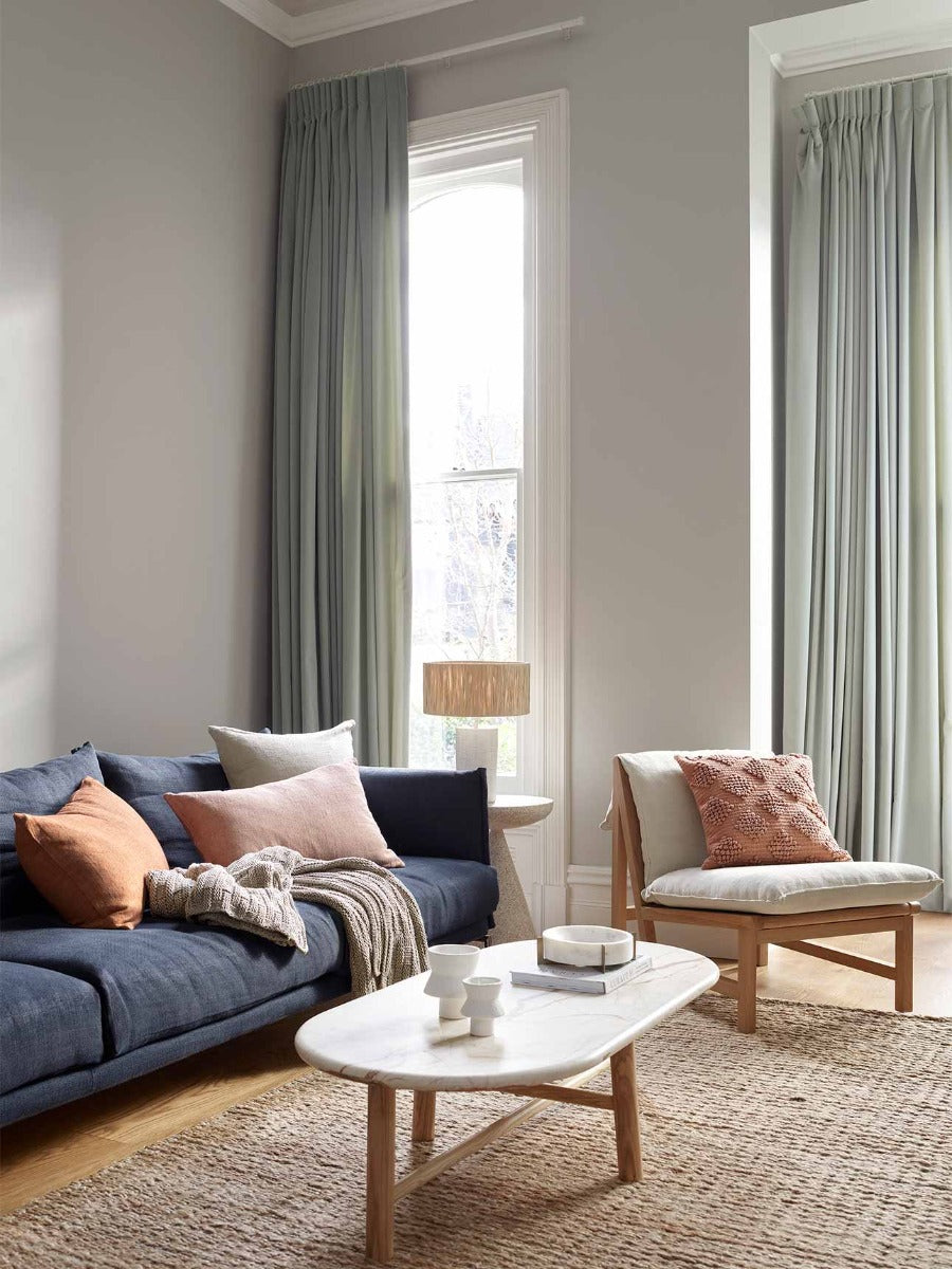 Arles Linen Rectangle Cushions in Shell & Hazelnut, Arles Square Cushion in Sand & Husk Cushion in Clay