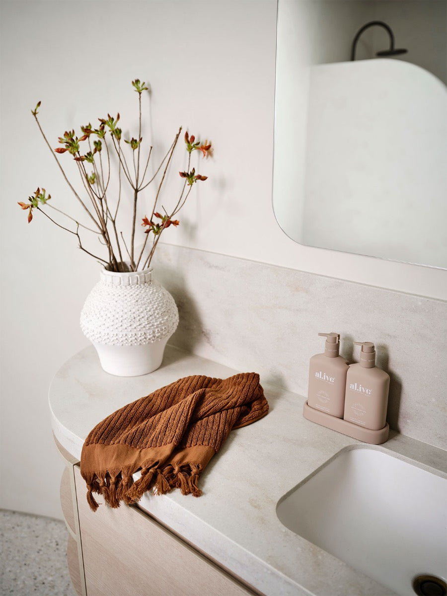 Paros Rib Bath Towel Set in Bronze