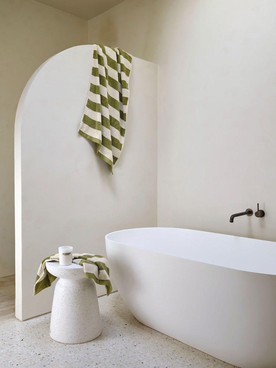 Riviera Stripe Bath Sheet in Caper