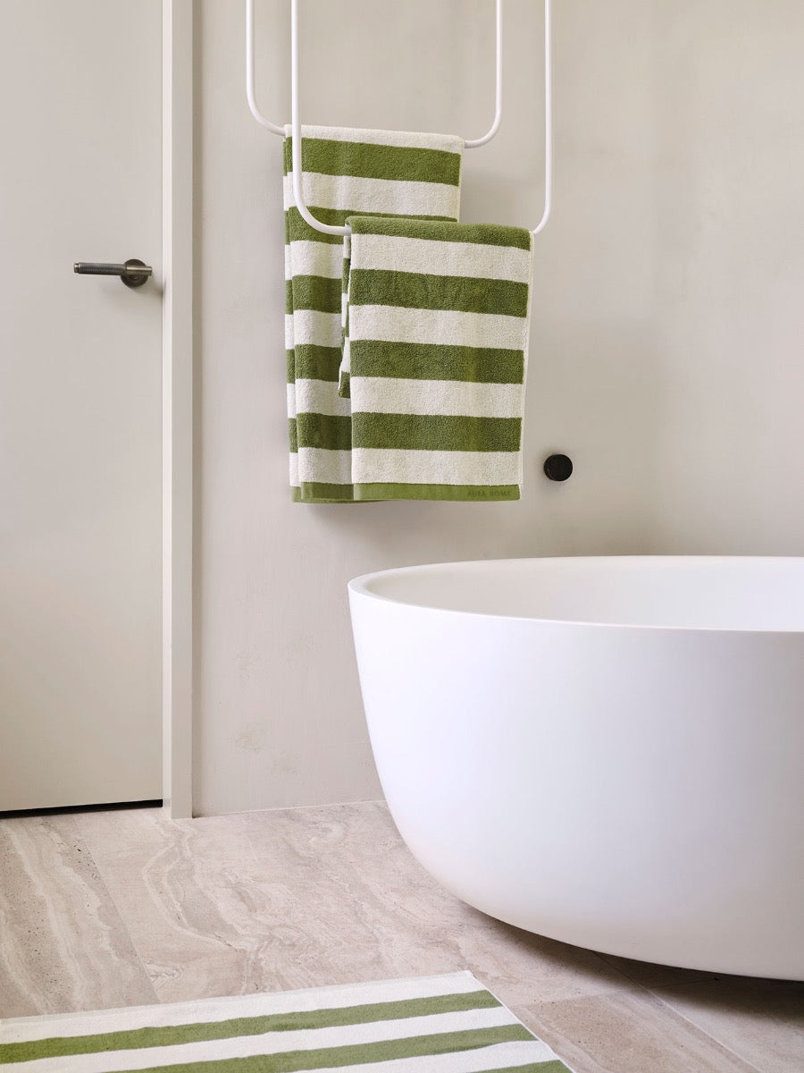 Riviera Stripe Bath Sheet in Caper