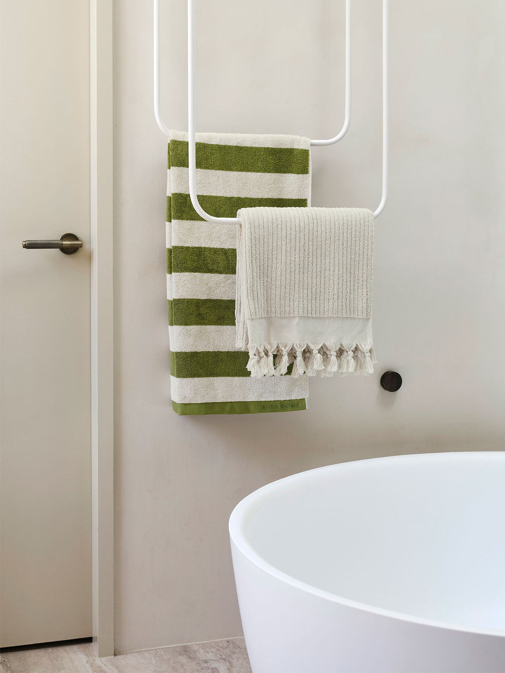 Riviera Stripe Bath Sheet in Caper