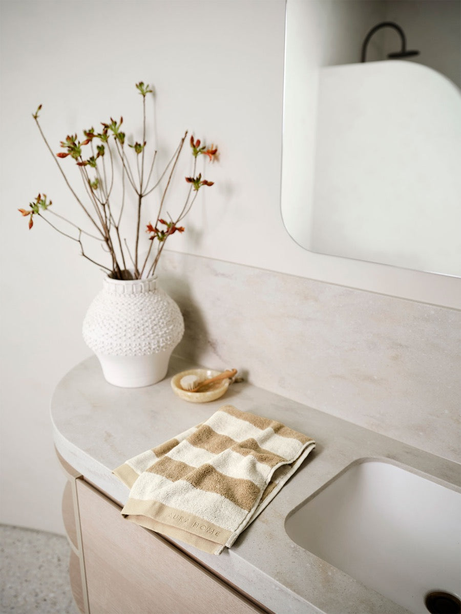 Riviera Stripe Hand Towel in Caramel