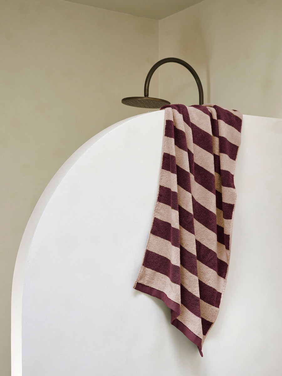 Riviera Stripe Towel Set in Mulberry