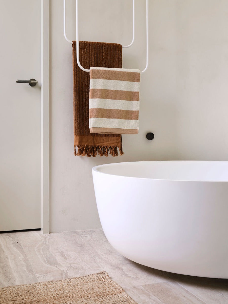 Riviera Stripe Bath Sheet in Pecan