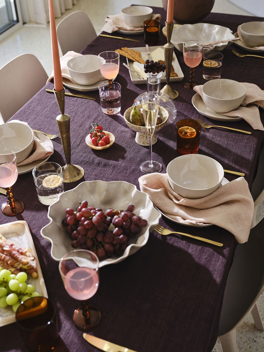 Vintage Linen Tablecloth in Mulberry