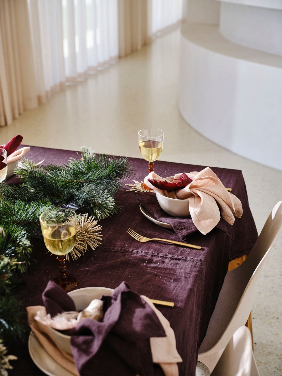 Vintage Linen Napkins in Mulberry - Set of 4