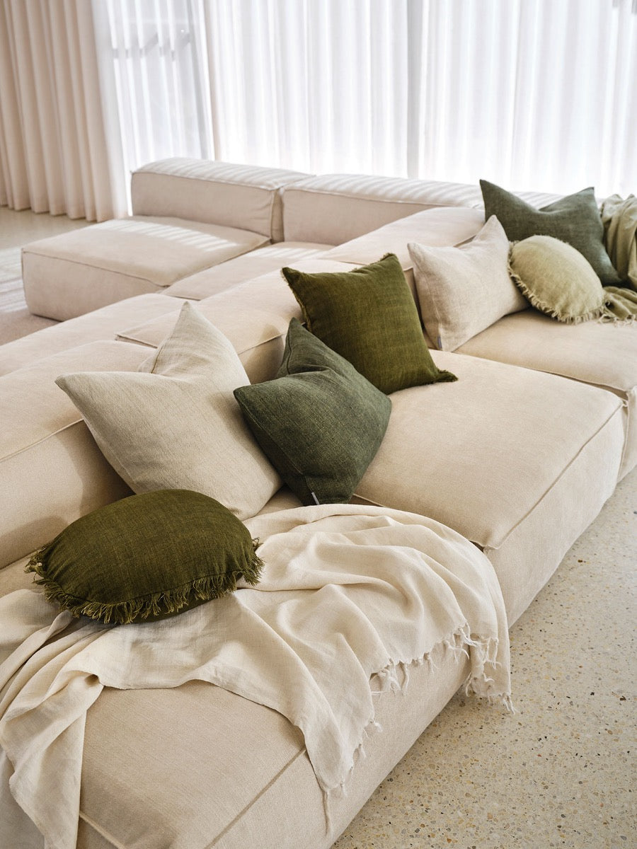 Arles Linen Rectangle Cushion in Feather