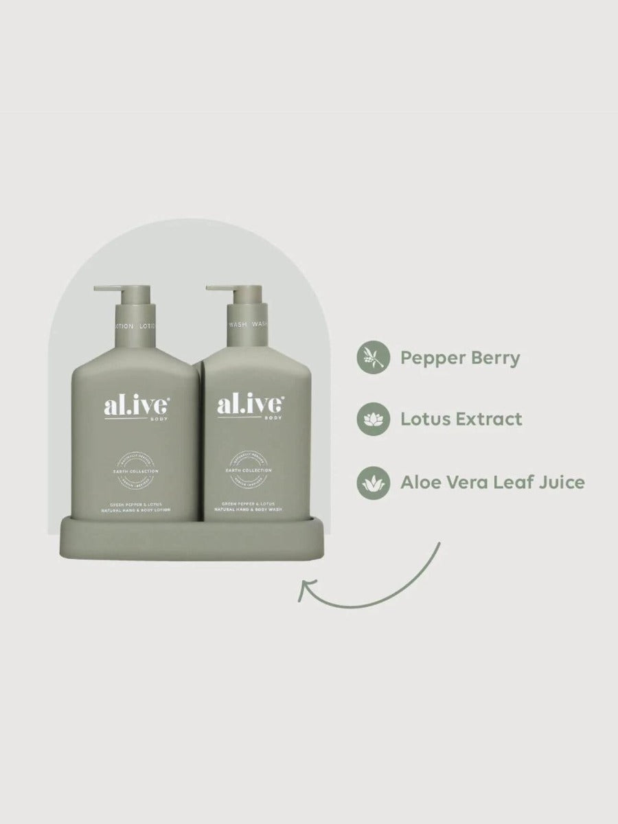 Green Pepper & Lotus Wash & Lotion Duo + Tray