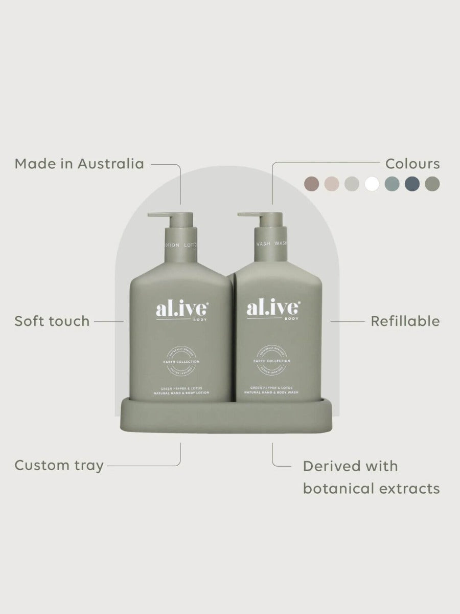 Green Pepper & Lotus Wash & Lotion Duo + Tray