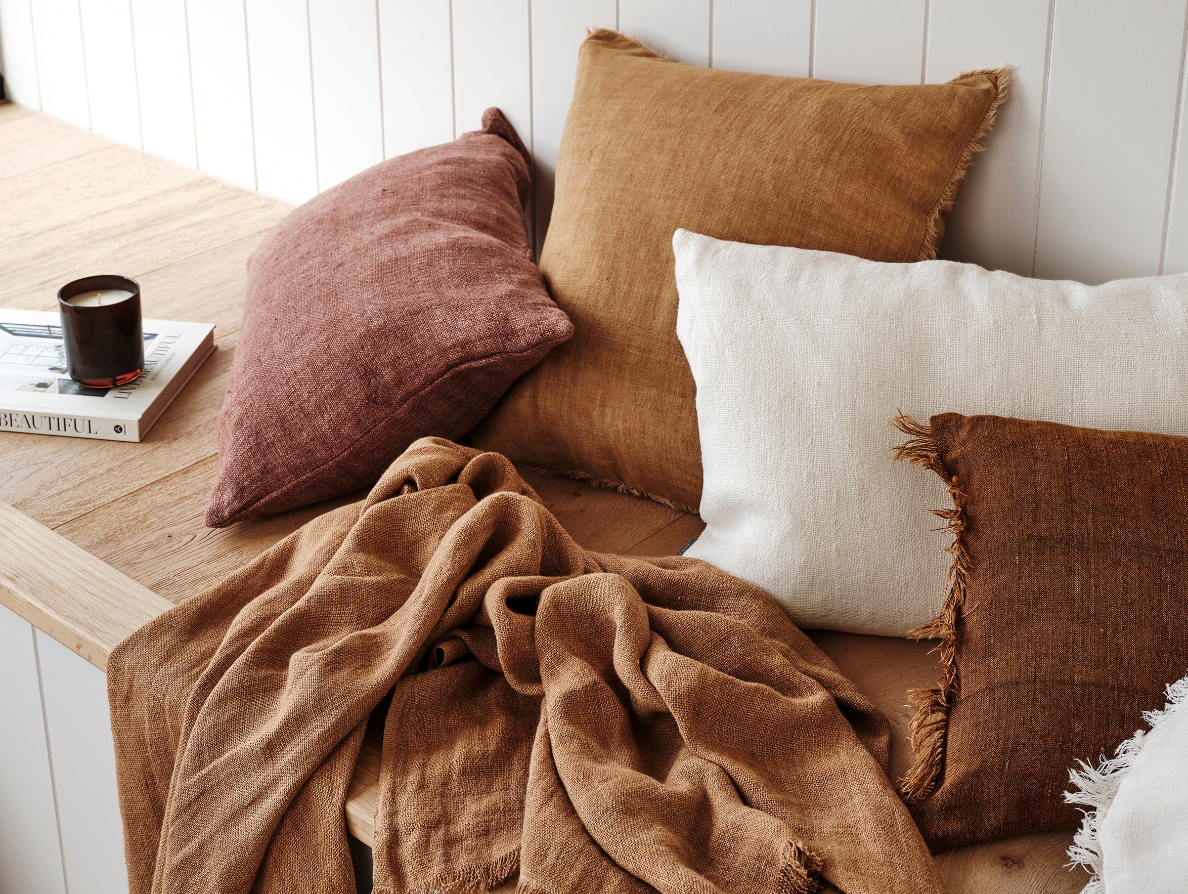 Arles Linen Square Cushion in Bronze