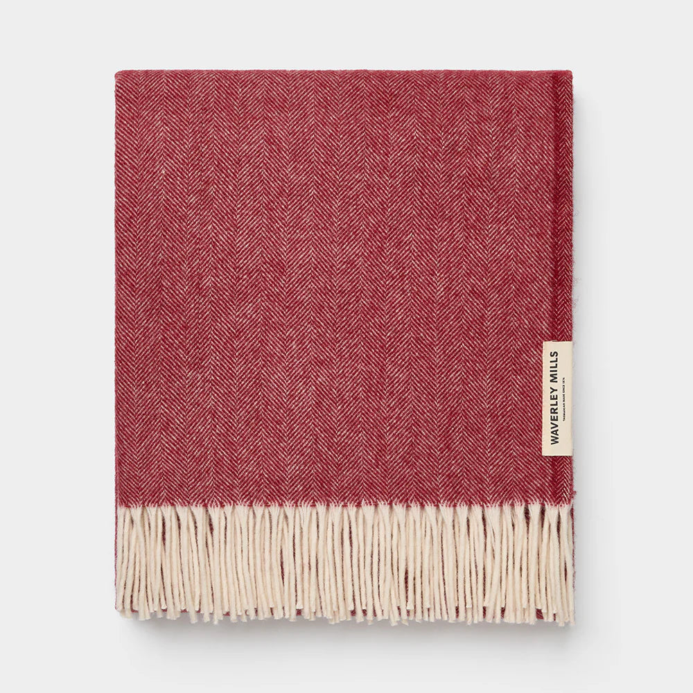Herringbone Throw in Burgundy