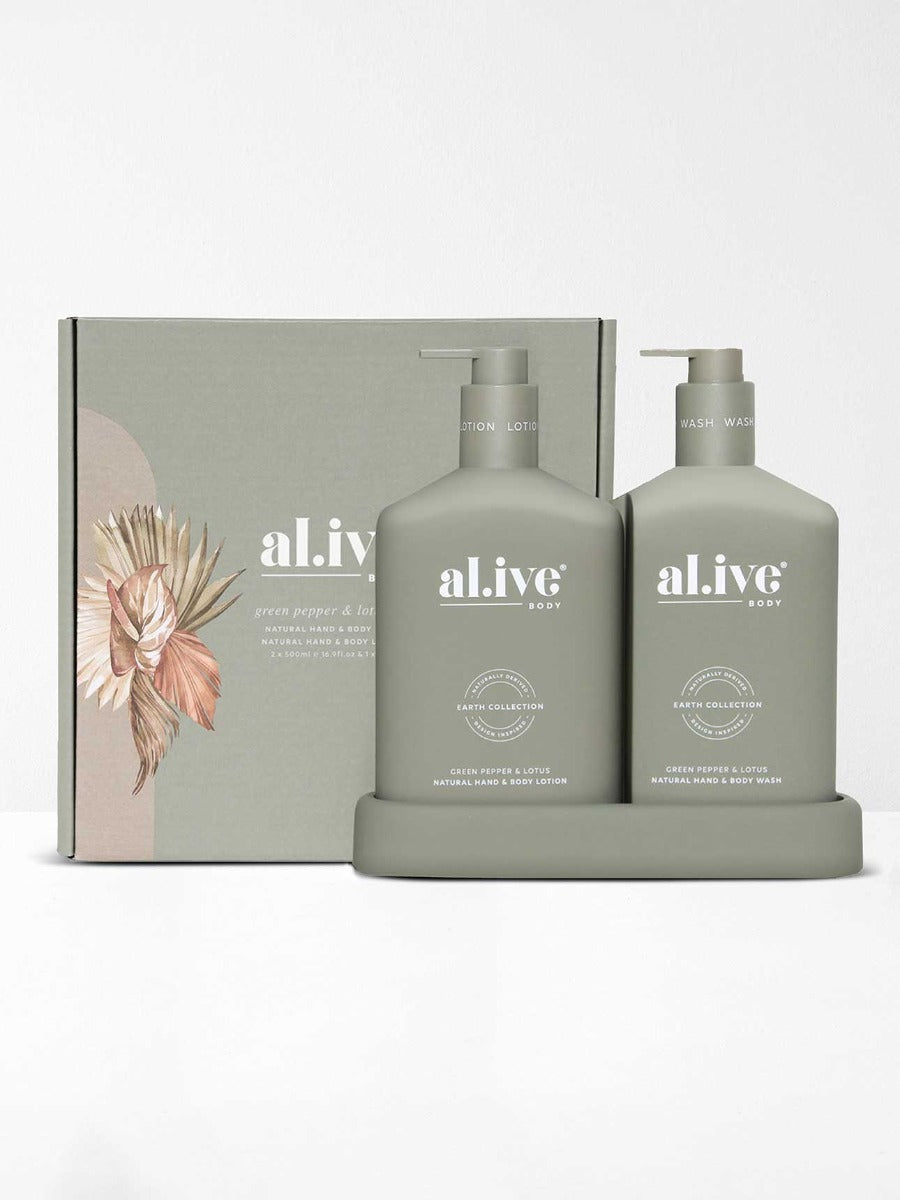 Green Pepper & Lotus Wash & Lotion Duo + Tray