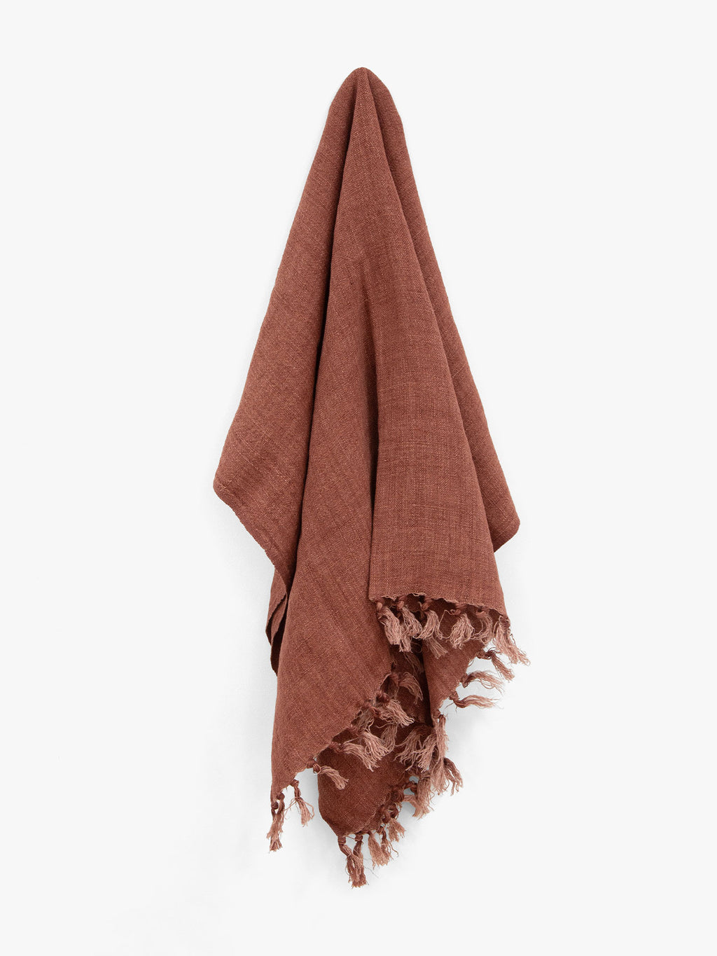 Arles Fringed Linen Throw in Clove