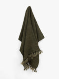 Arles Fringed Linen Throw in Khaki