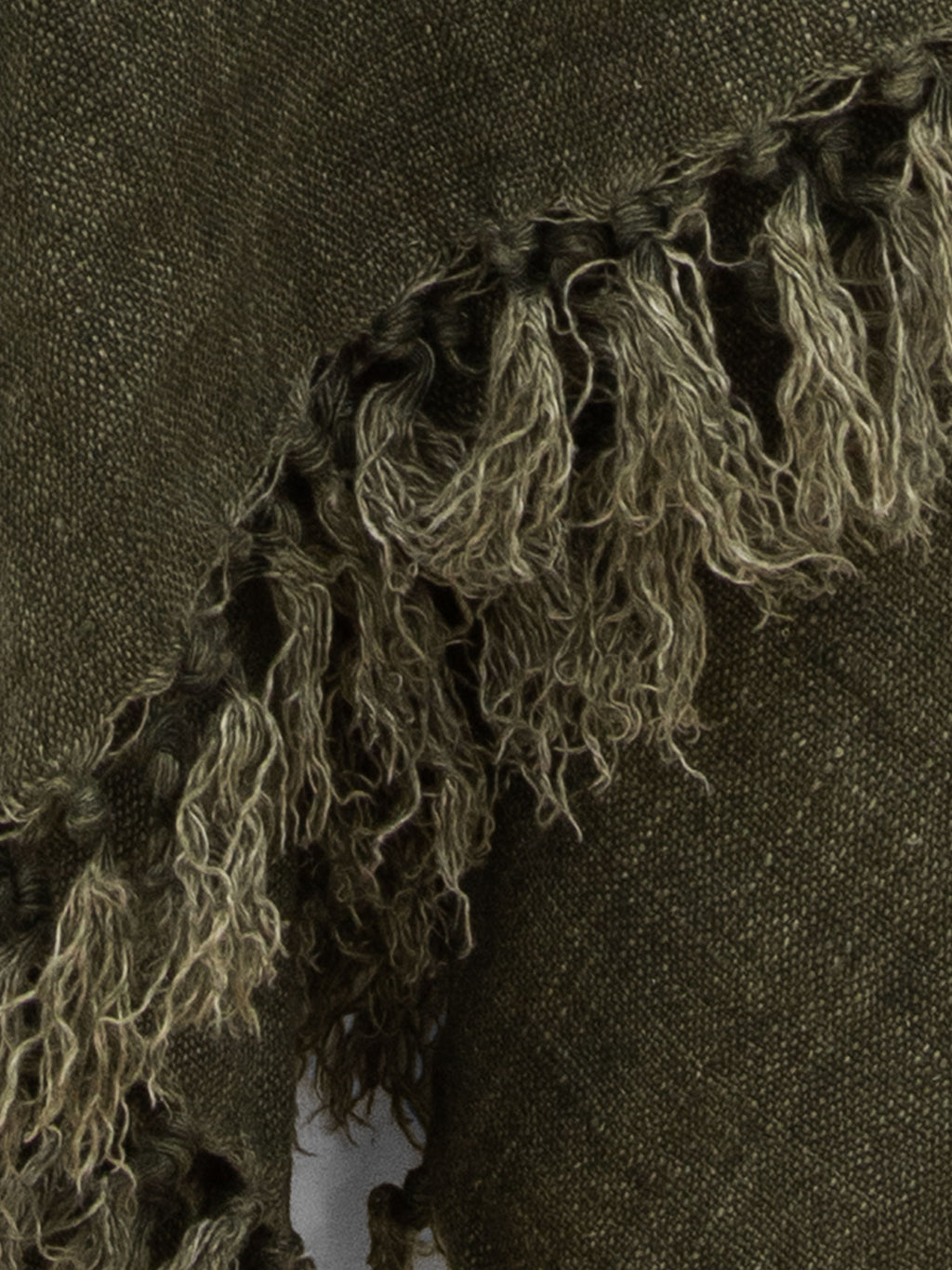 Arles Fringed Linen Throw in Khaki