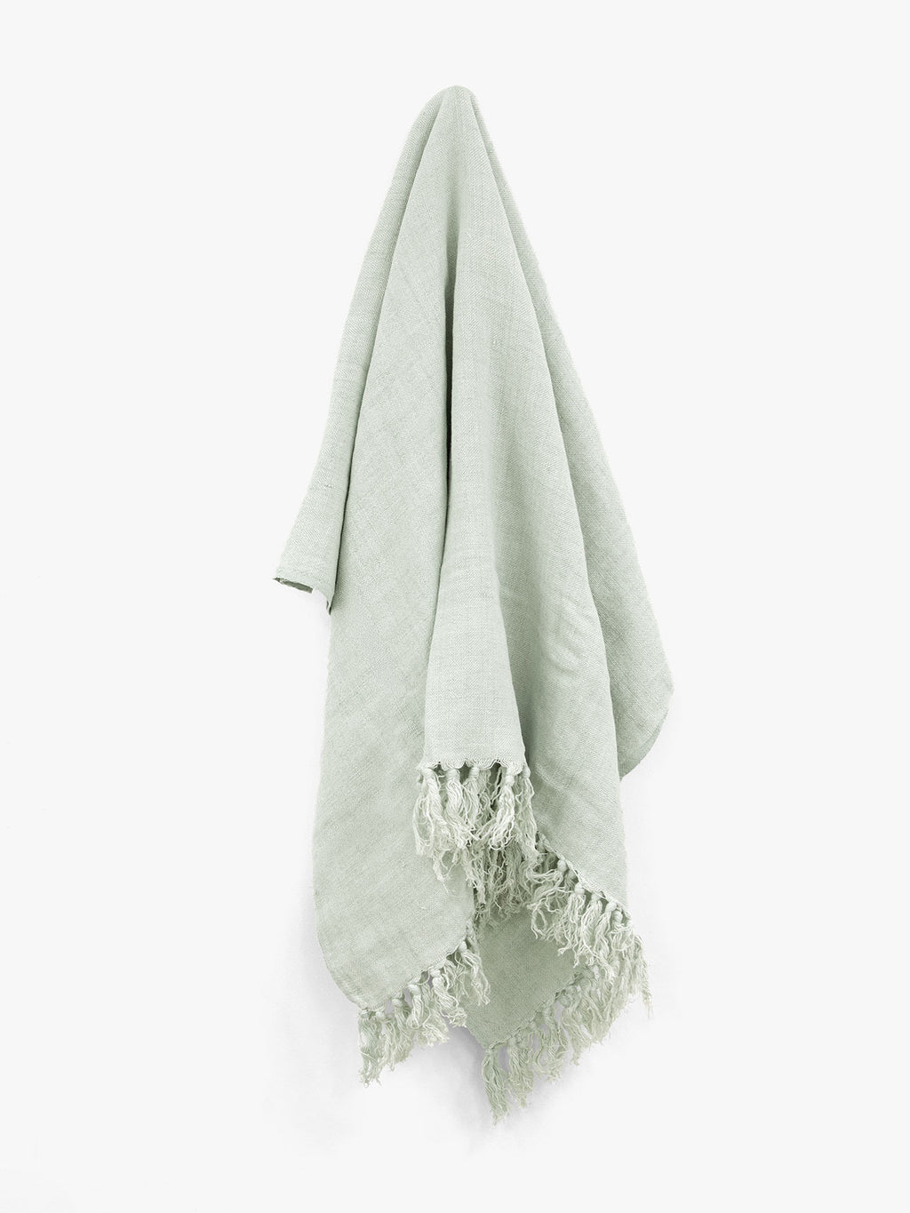 Arles Fringed Linen Throw in Mist