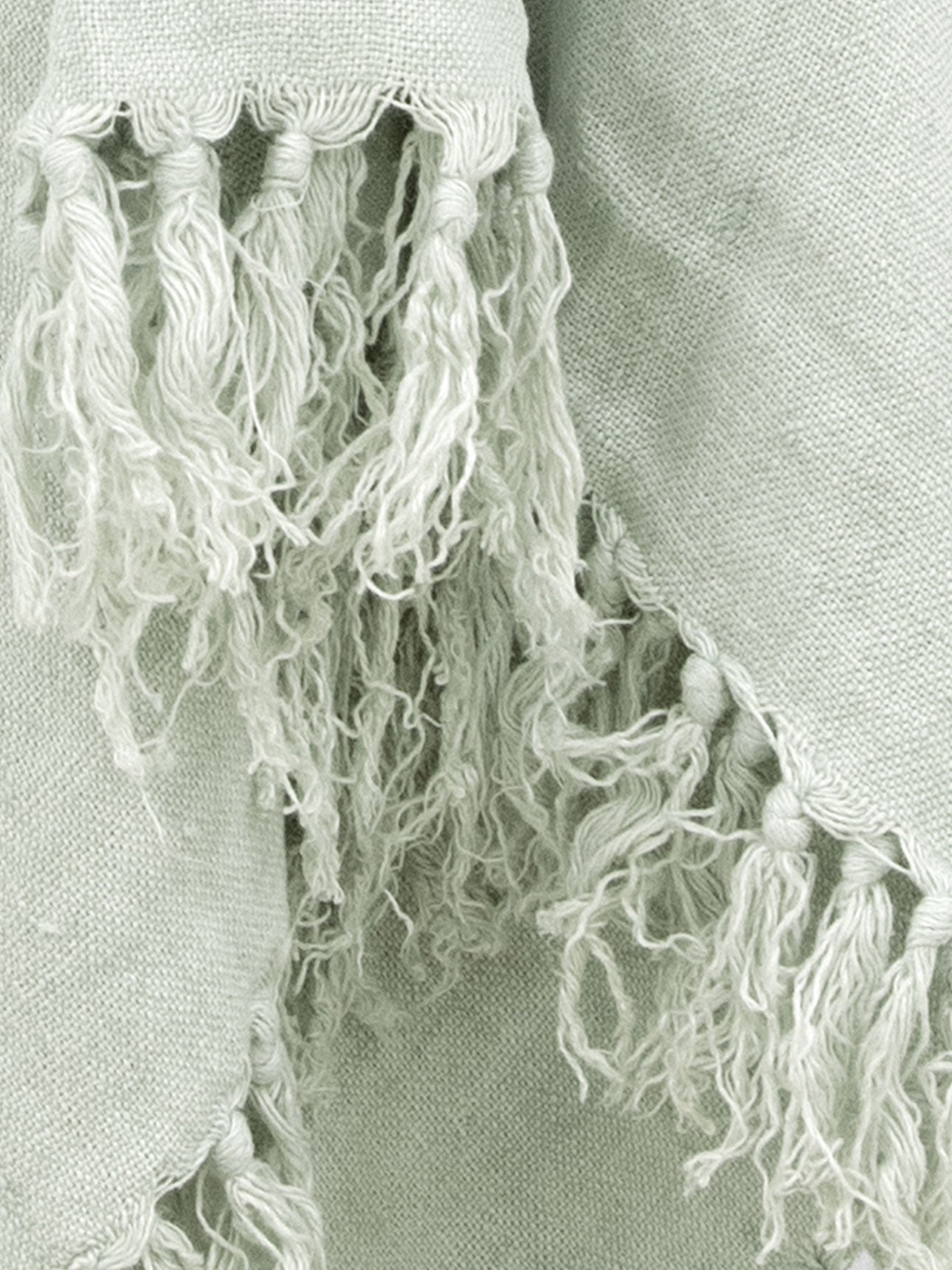 Arles Fringed Linen Throw in Mist