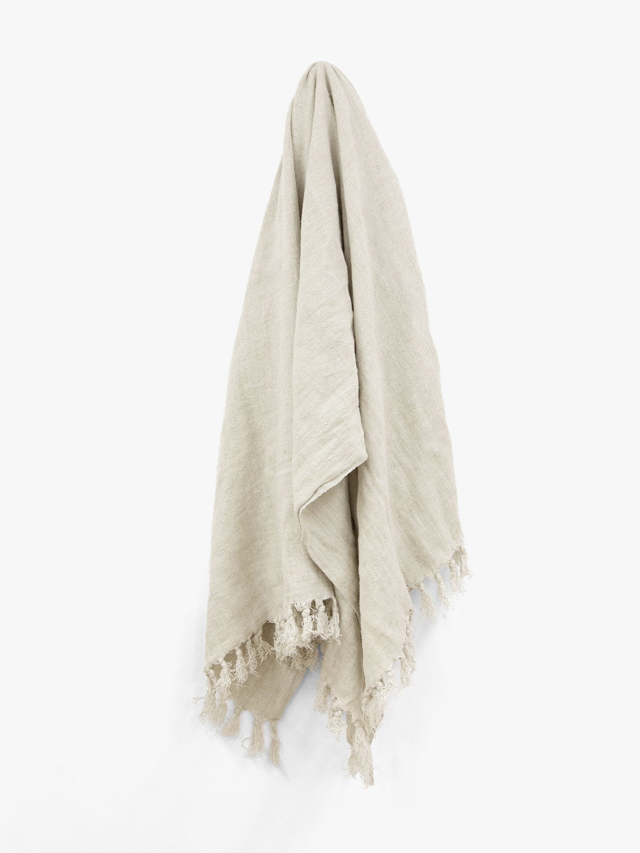 Arles Fringed Linen Throw in Sand