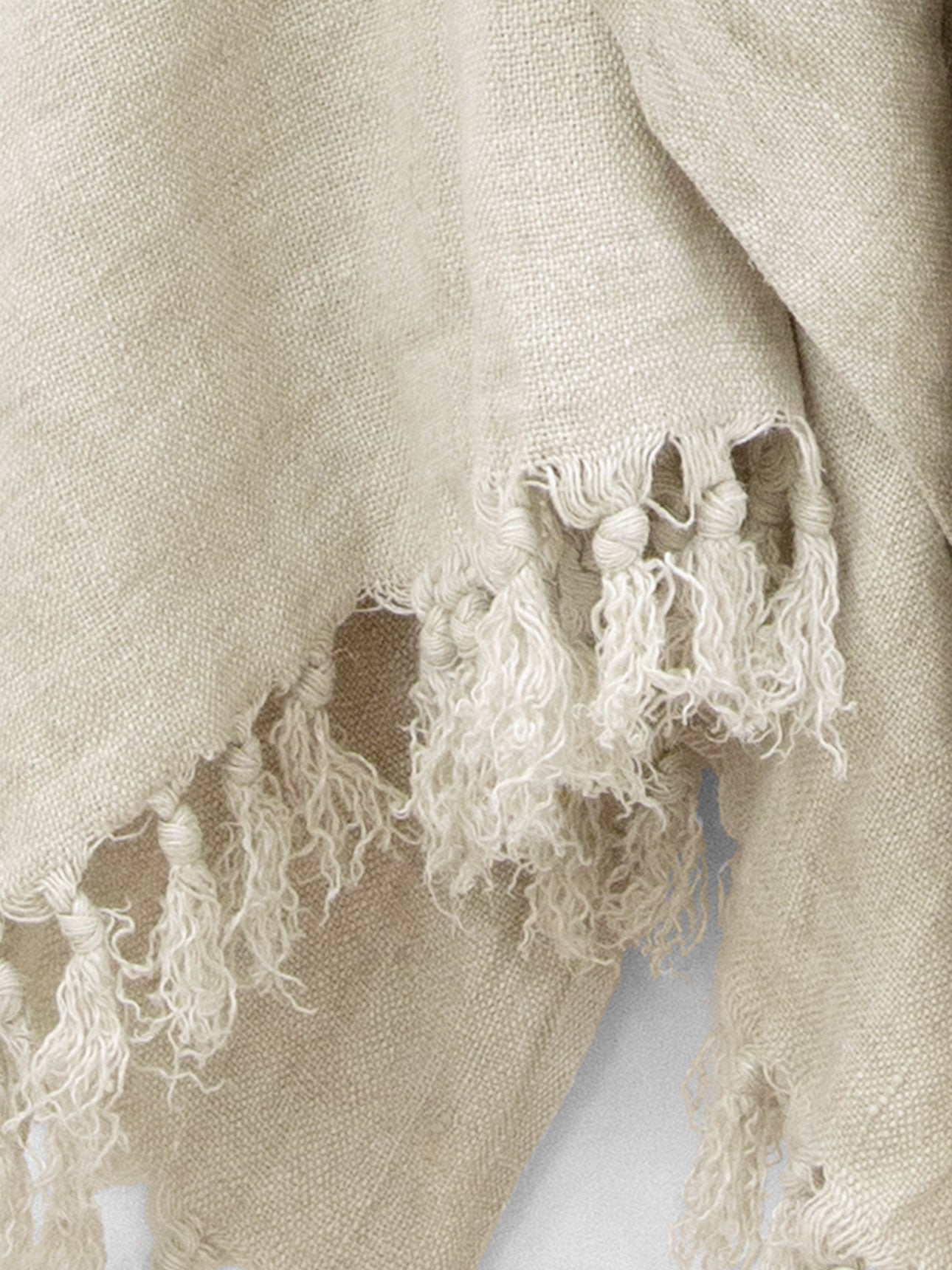 Arles Fringed Linen Throw in Sand