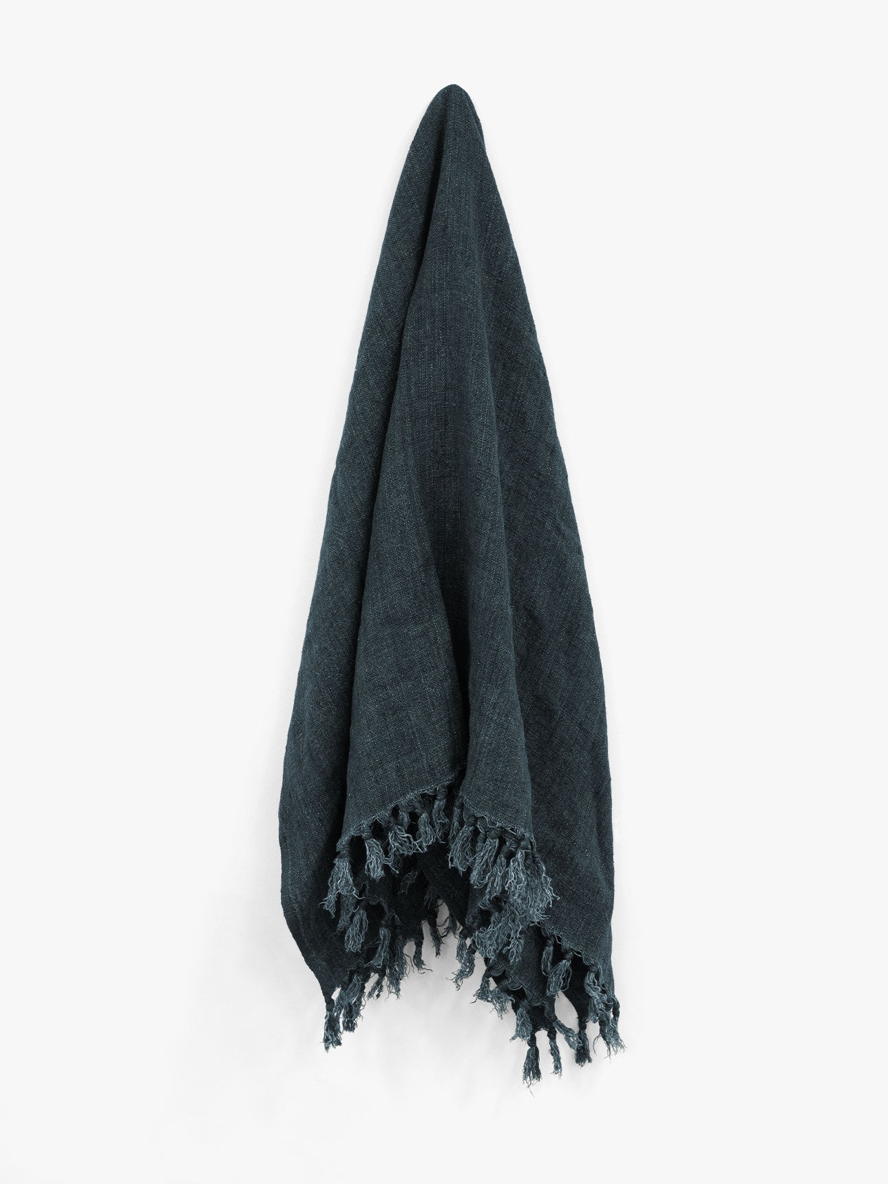 Arles Fringed Linen Throw in Slate