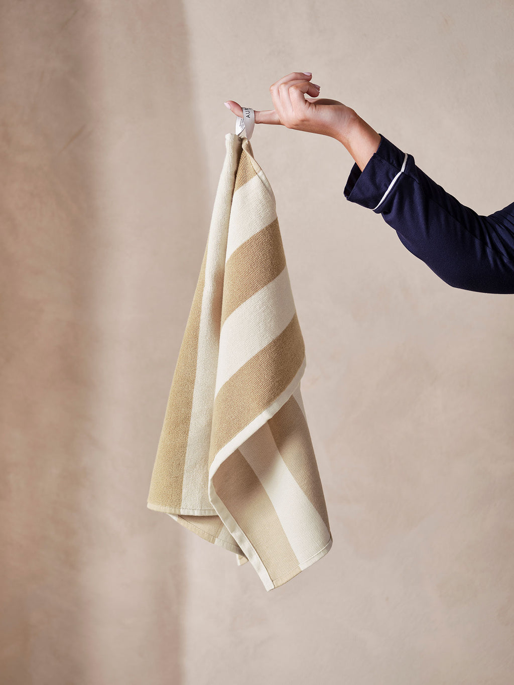 Ava Stripe Tea Towel in Caramel