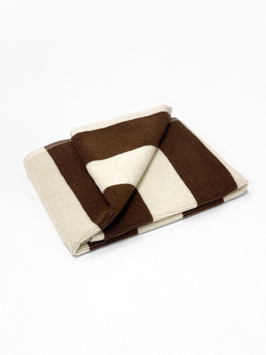 Ava Stripe Tea Towel in Chocolate