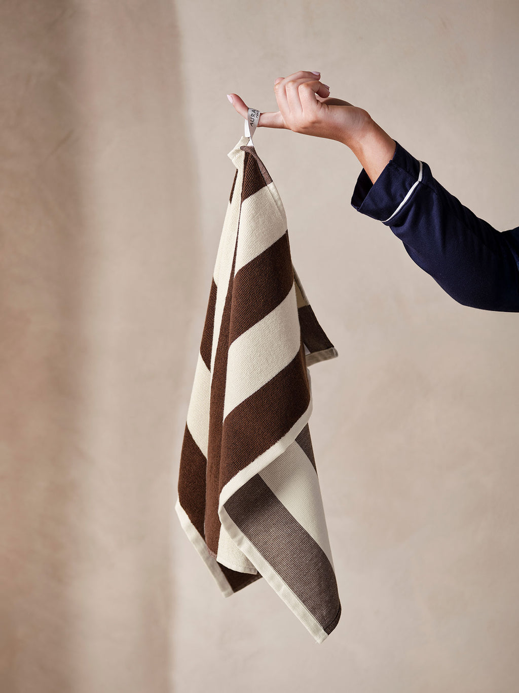 Ava Stripe Tea Towel in Chocolate