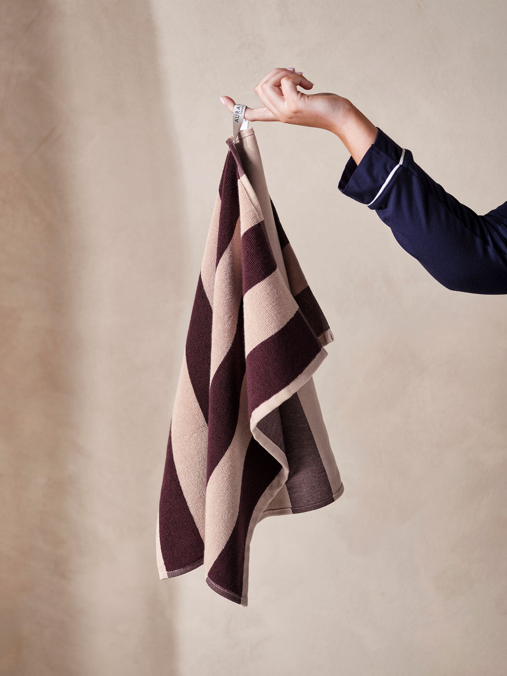 Ava Stripe Tea Towel in Mulberry