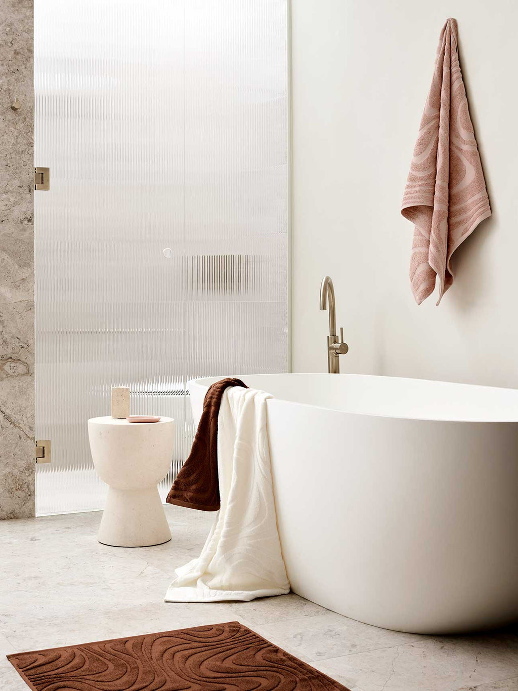 Wave Australian Cotton Bath Mat in Sand
