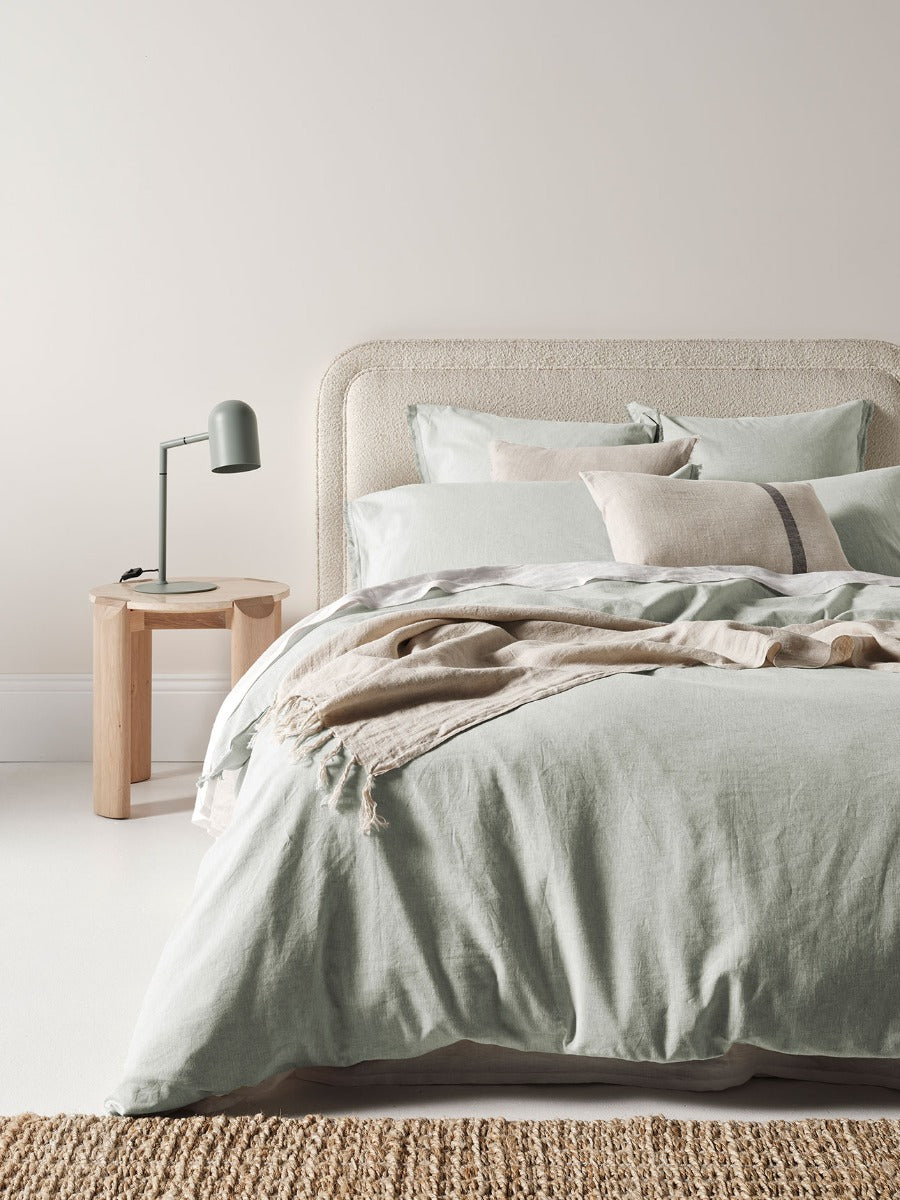 Chambray Fringe Standard Pillowcase in Mist