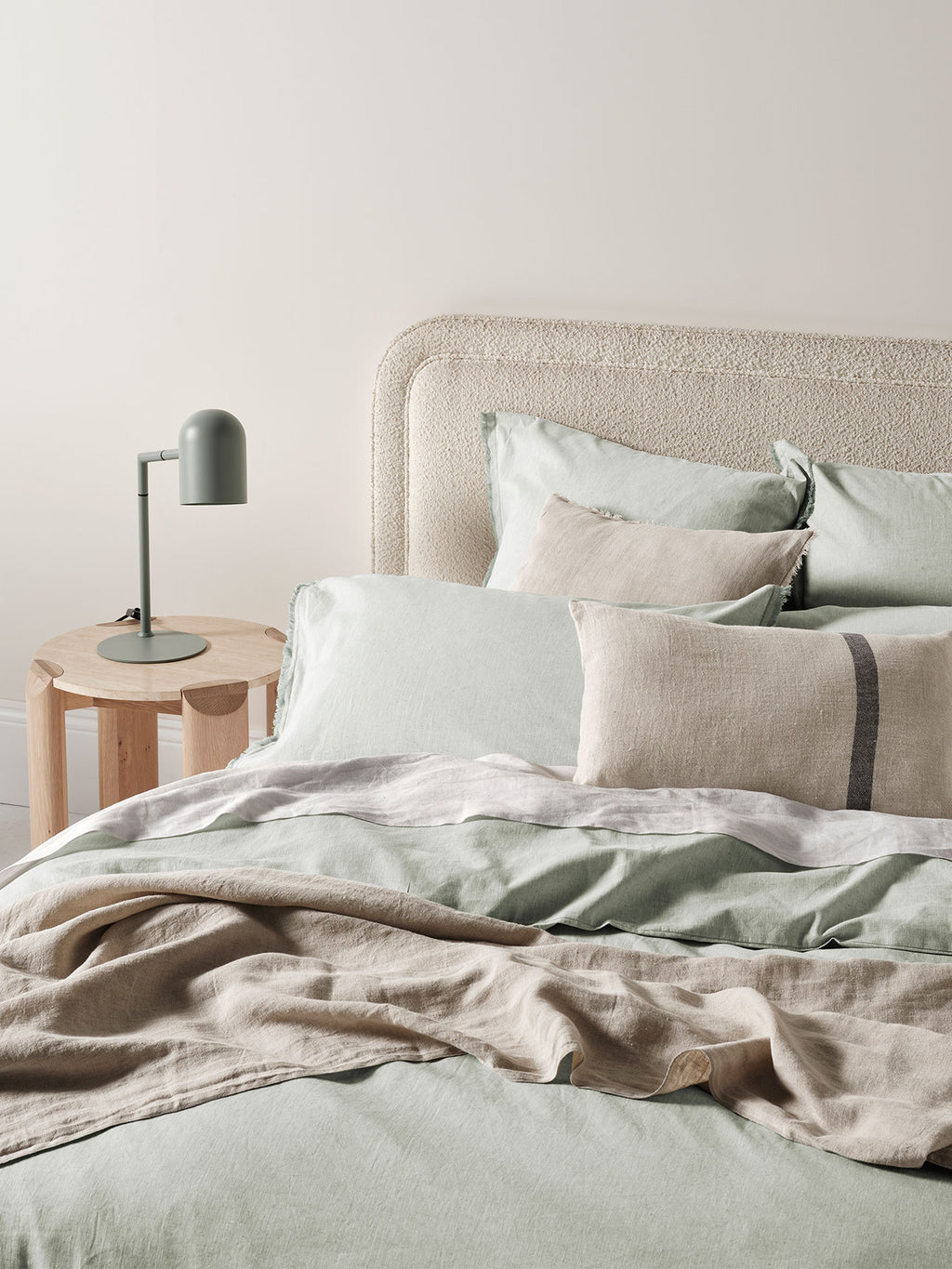Chambray Fringe Quilt Cover in Mist