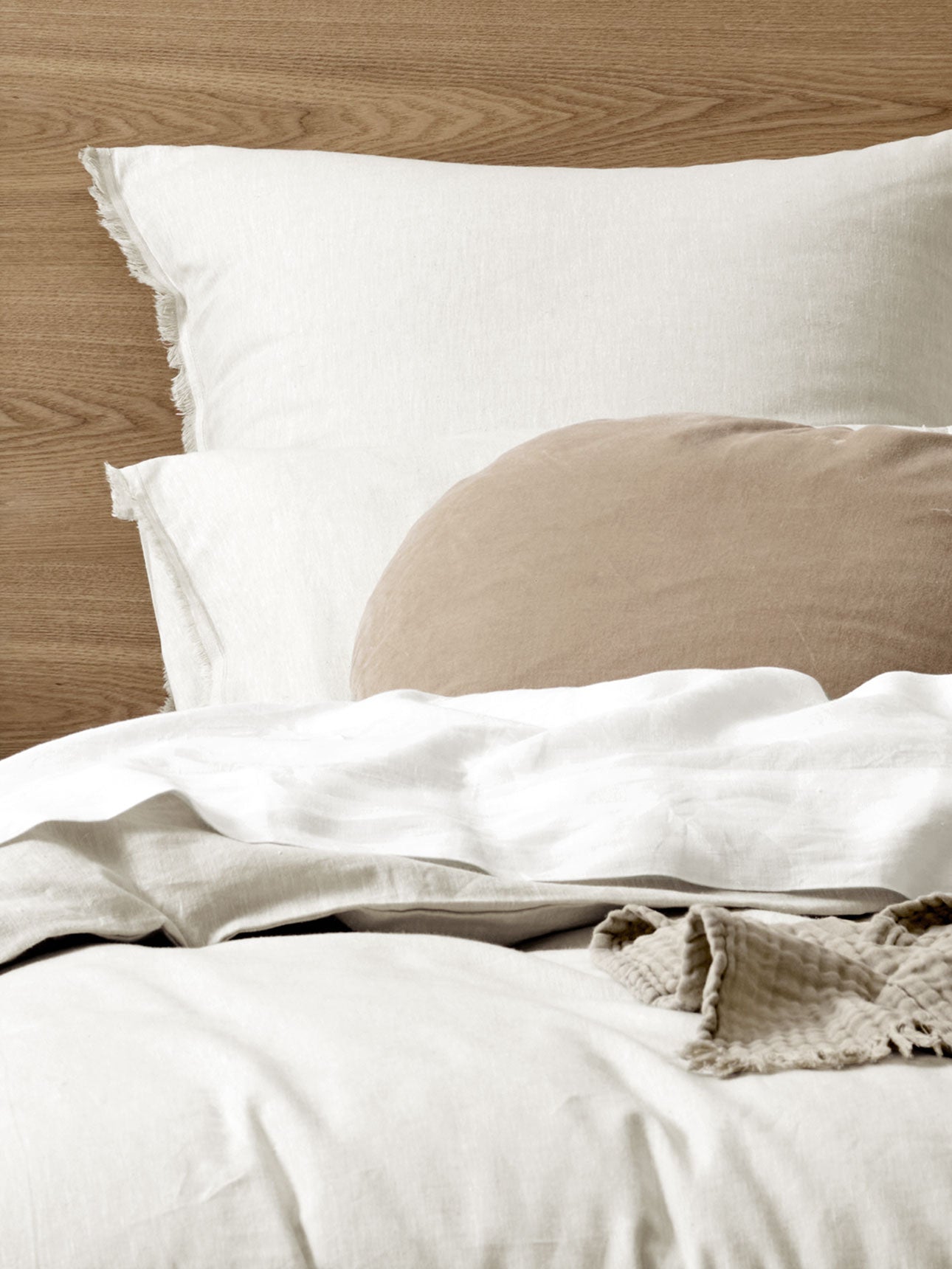 Chambray Fringe European Pillowcase in Natural