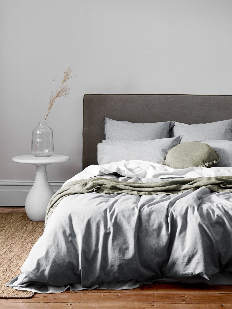 Chambray Fringe Standard Pillowcase in Dove