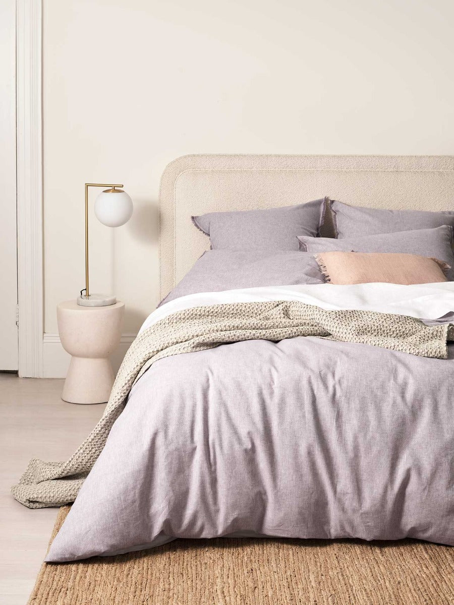 Chambray Fringe European Pillowcase in Lilac