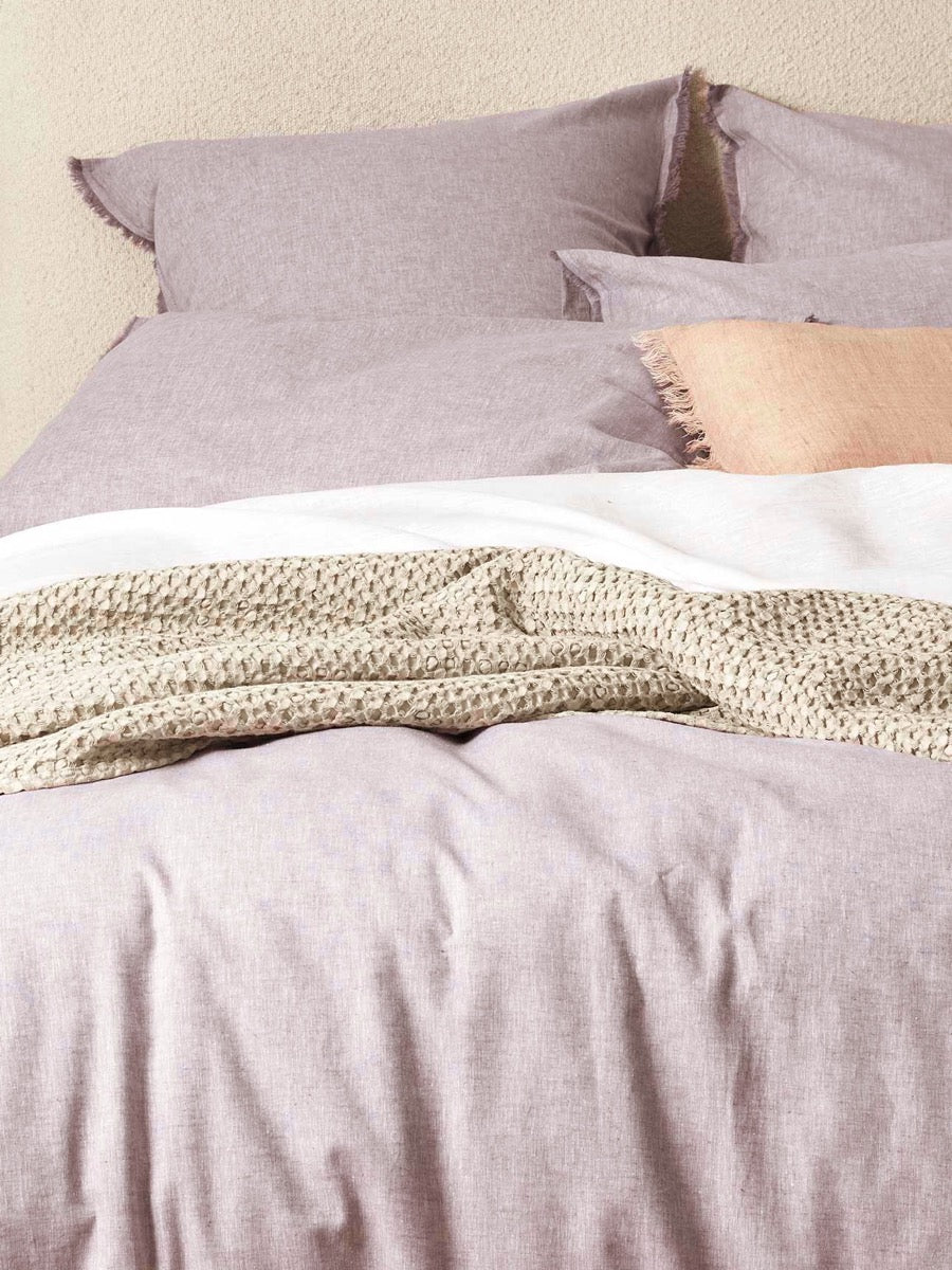 Chambray Fringe European Pillowcase in Lilac
