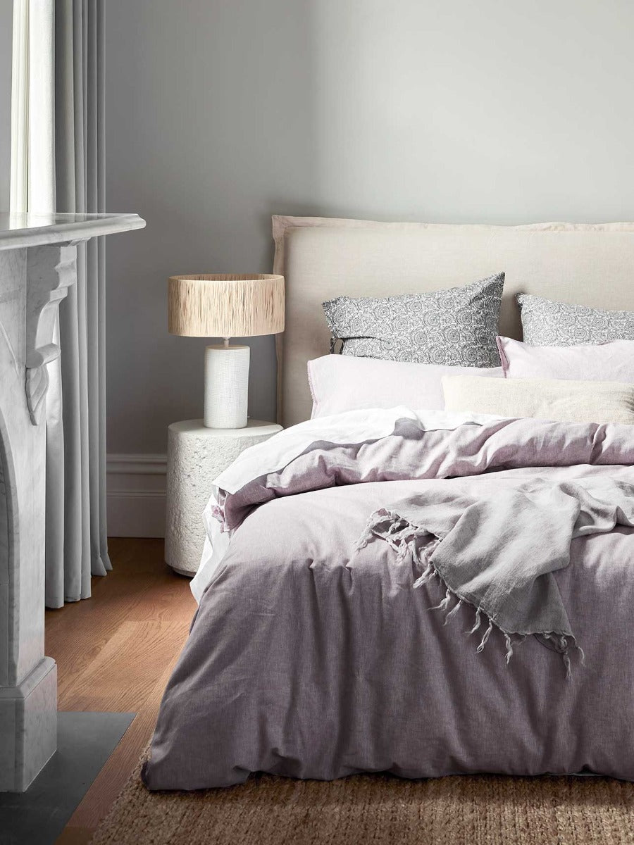 Chambray Fringe European Pillowcase in Lilac