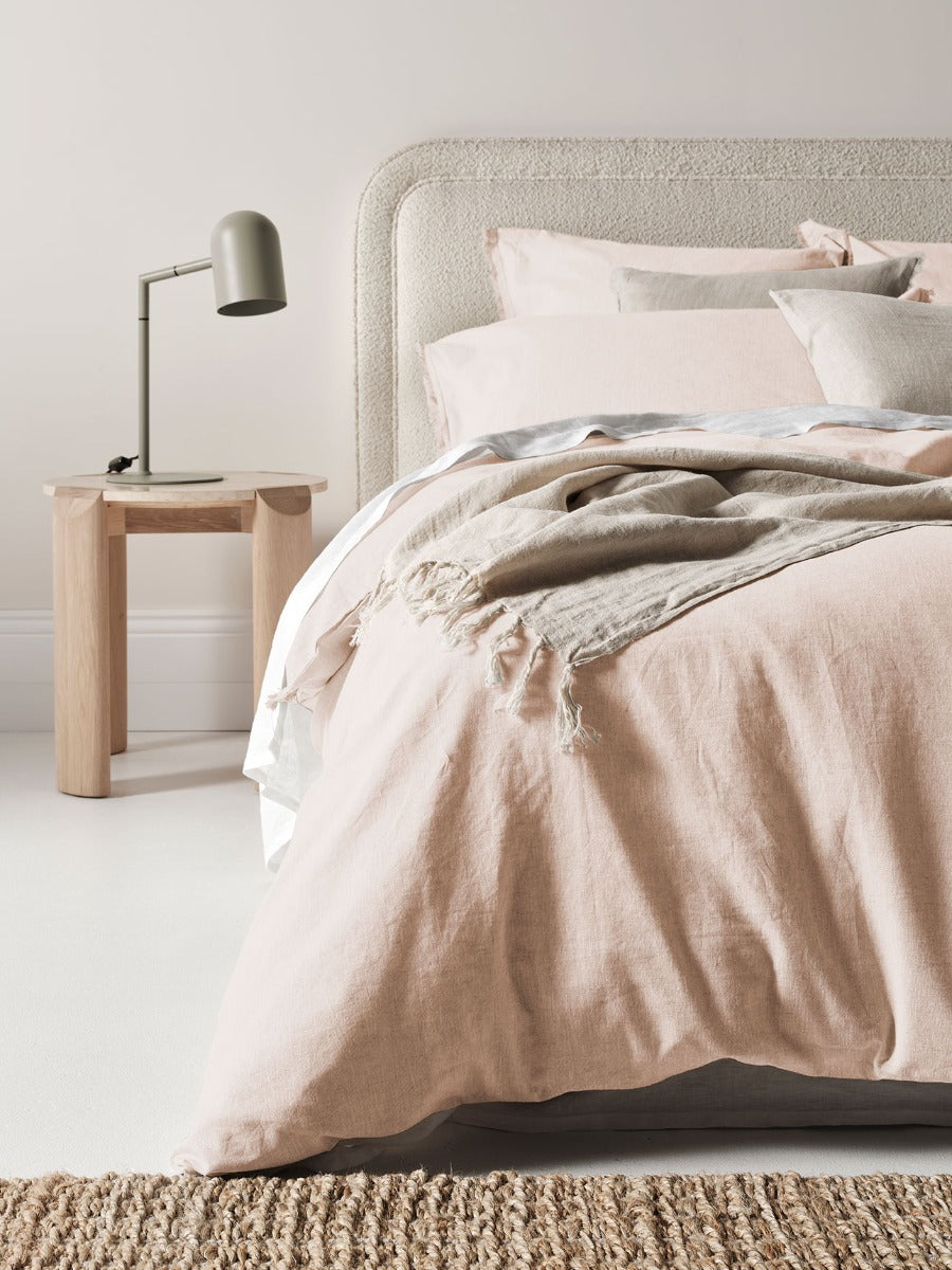 Vintage Linen Fringe Throw in Natural