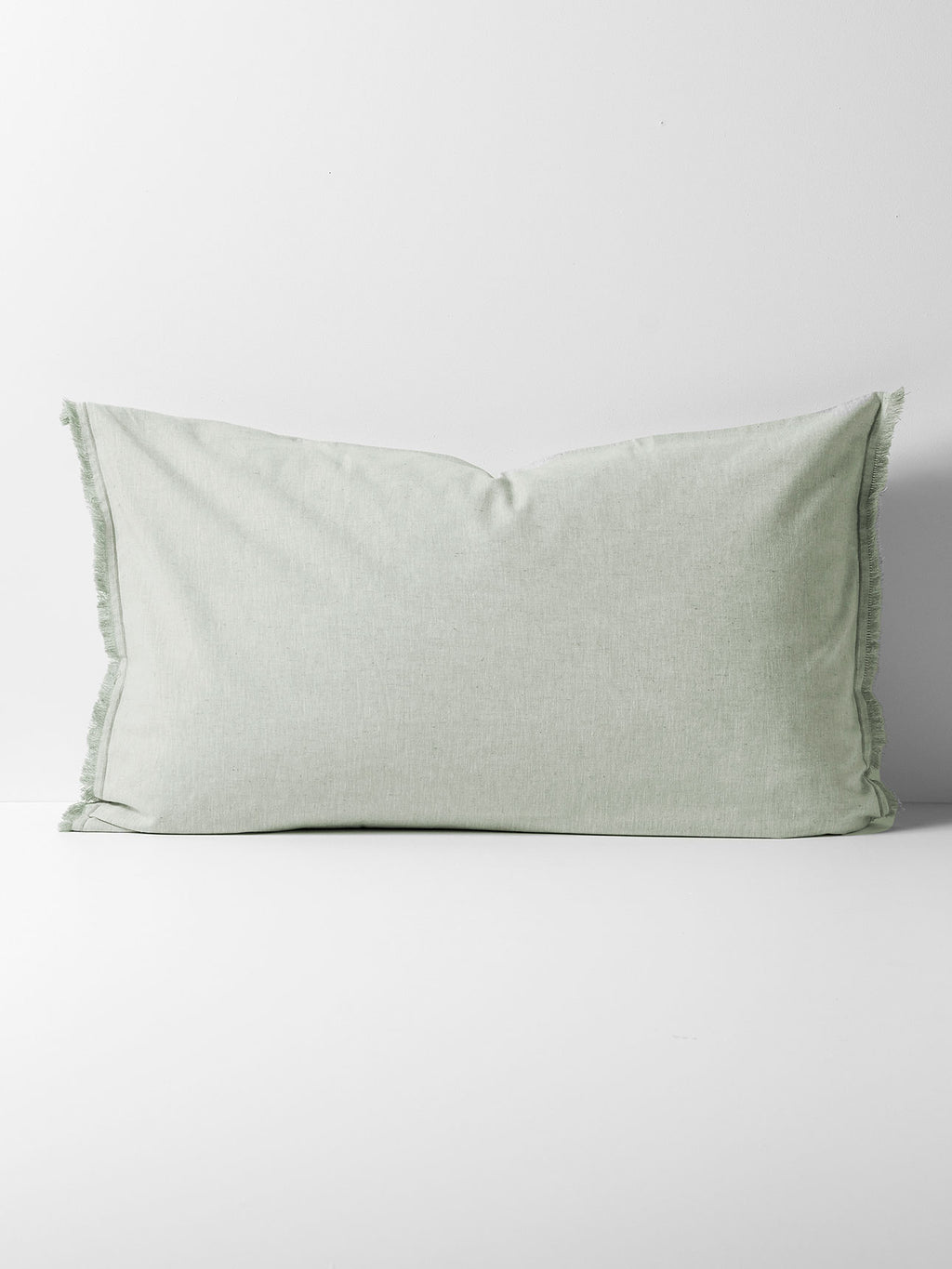 Chambray Fringe Standard Pillowcase in Mist