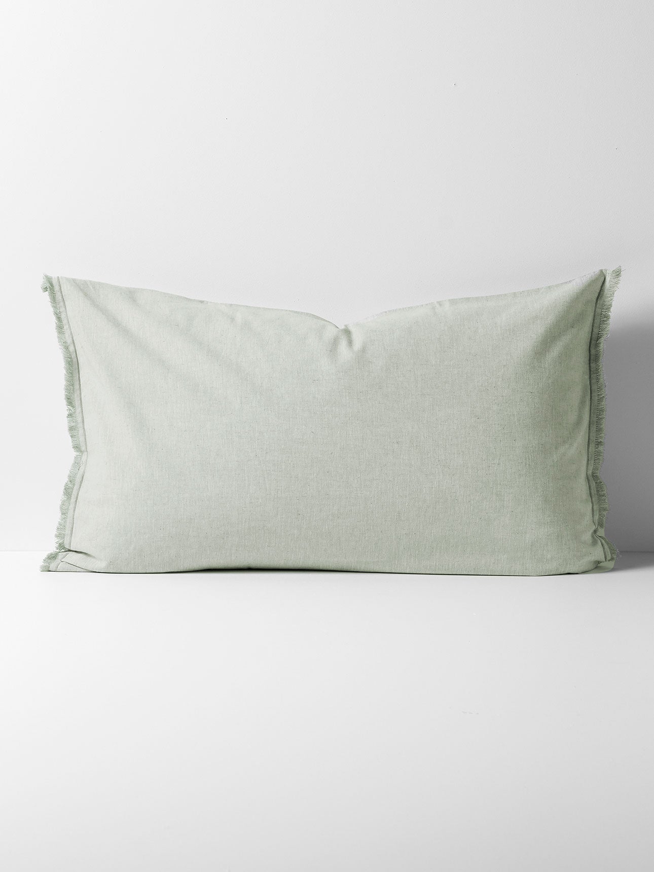 Chambray Fringe Standard Pillowcase in Mist