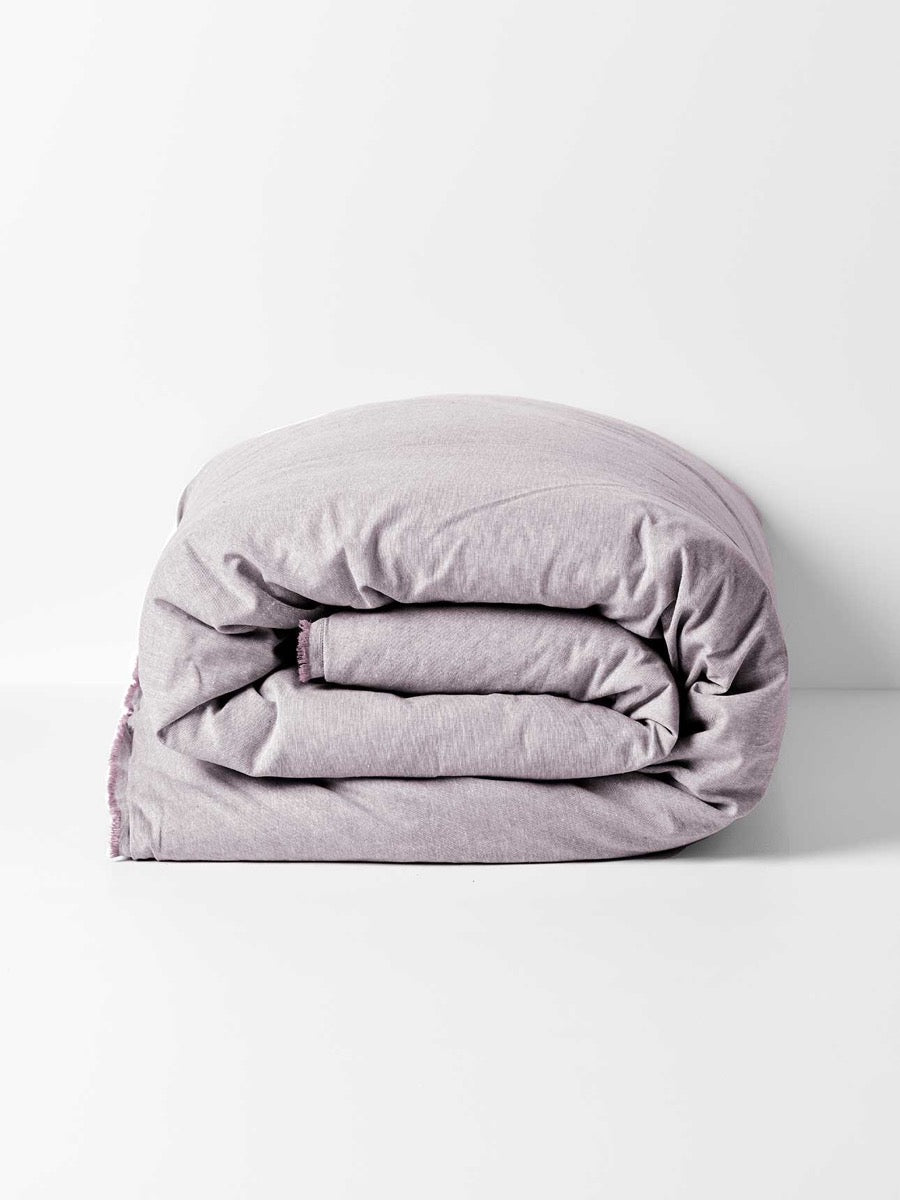Chambray Fringe Quilt Cover in Lilac