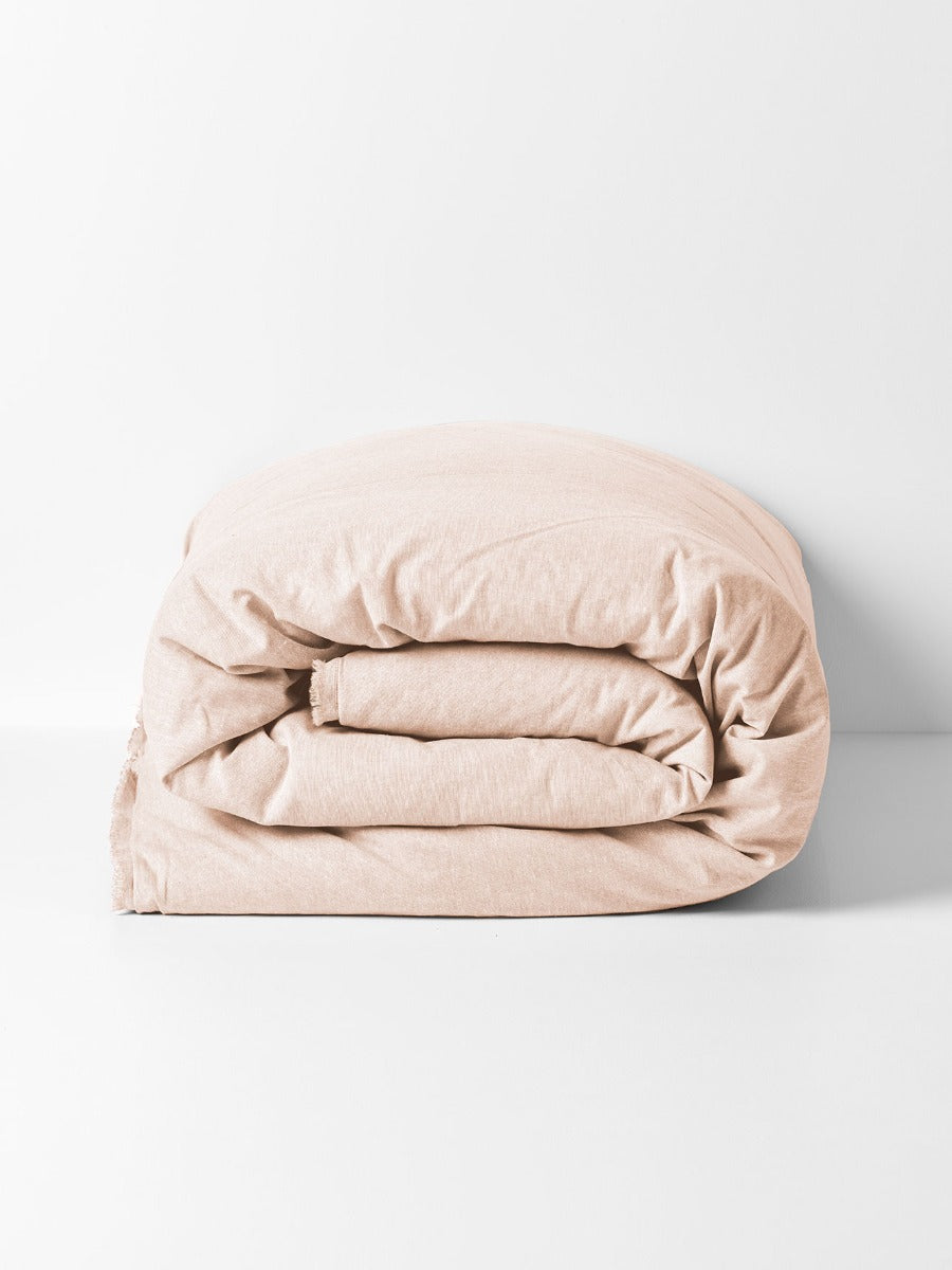 Chambray Fringe Quilt Cover in Shell