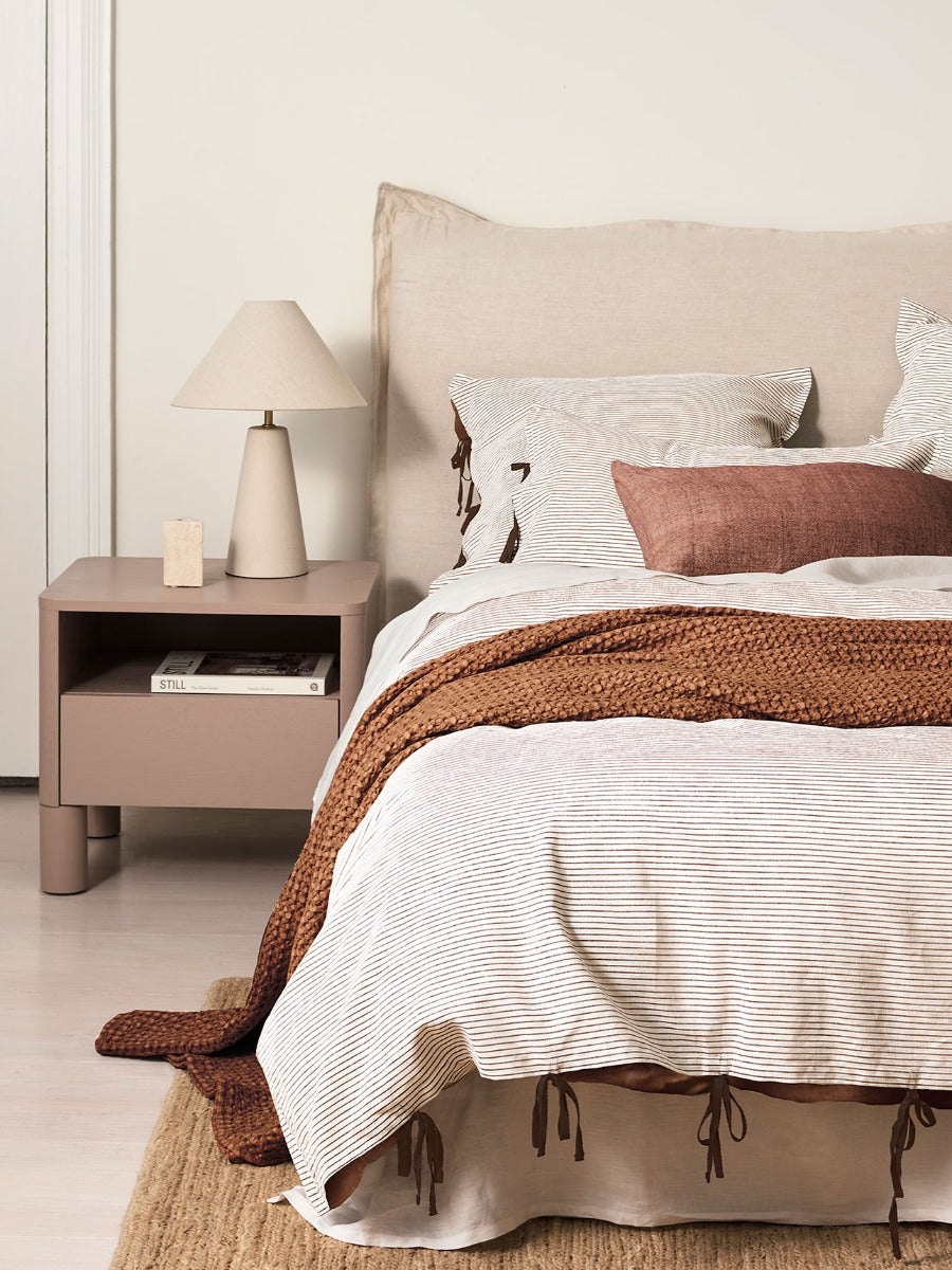 Mini Stripe European Pillowcase in Chocolate