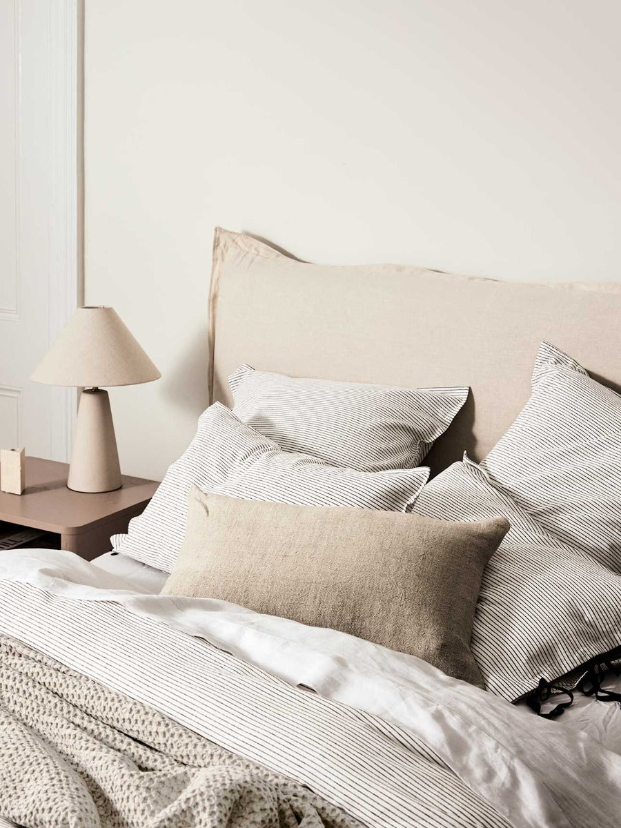 Mini Stripe Standard Pillowcase in Smoke