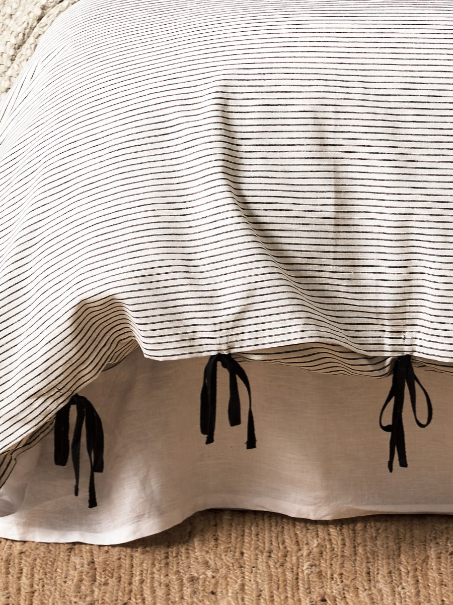 Mini Stripe Quilt Cover in Smoke
