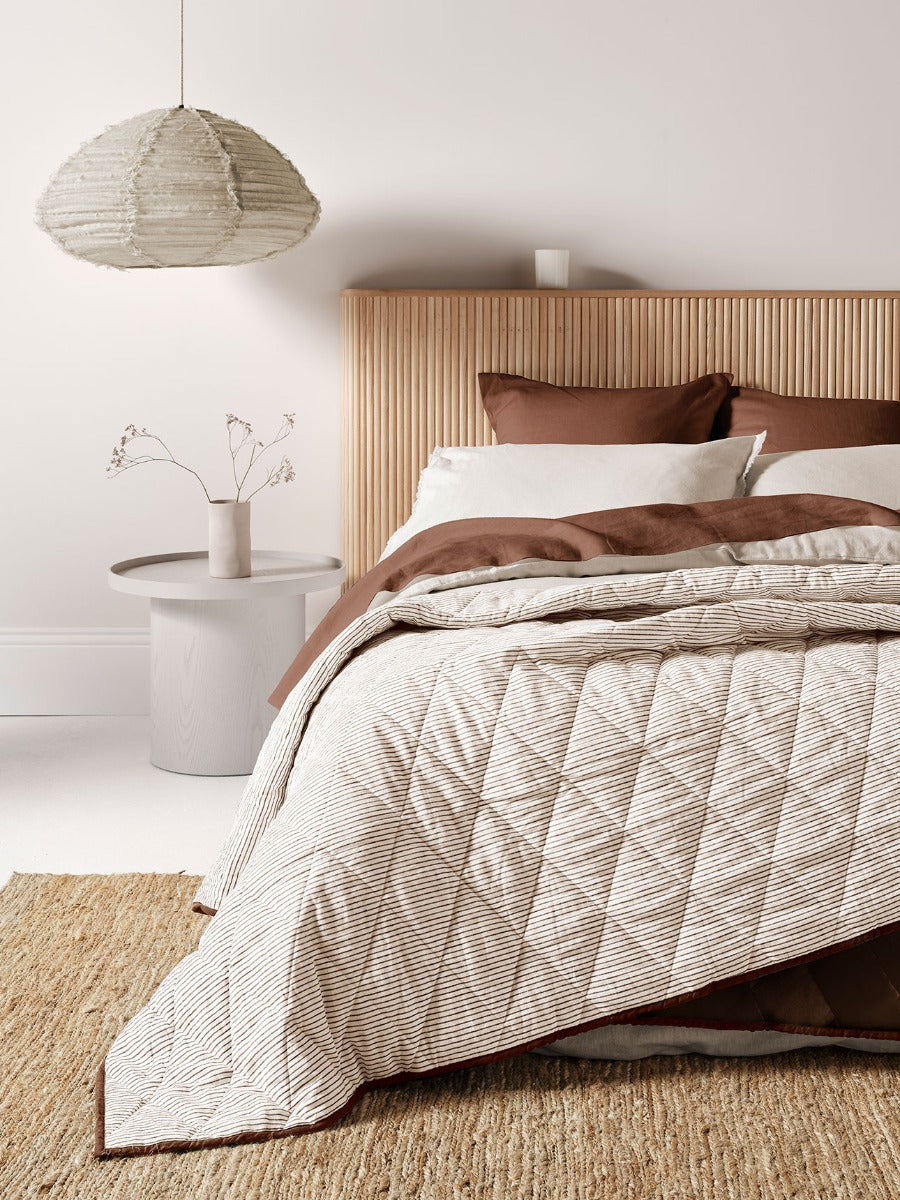 Mini Stripe Coverlet in Chocolate