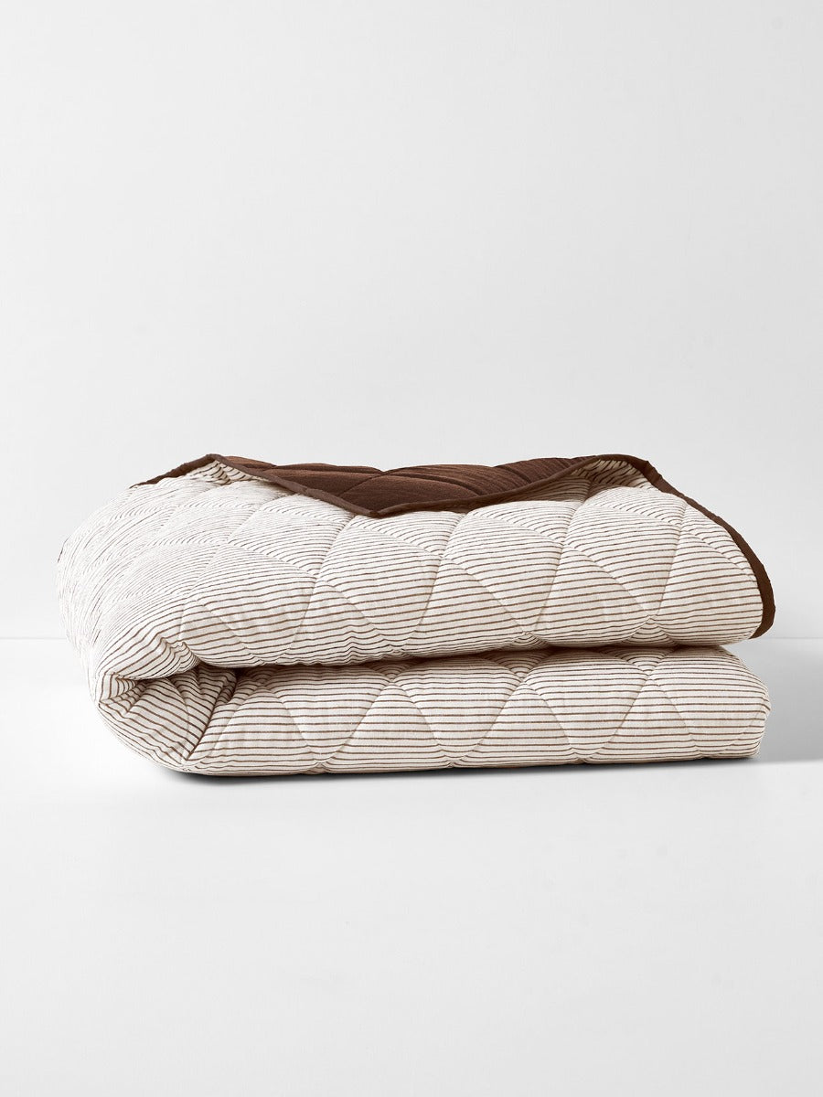 Mini Stripe Coverlet in Chocolate