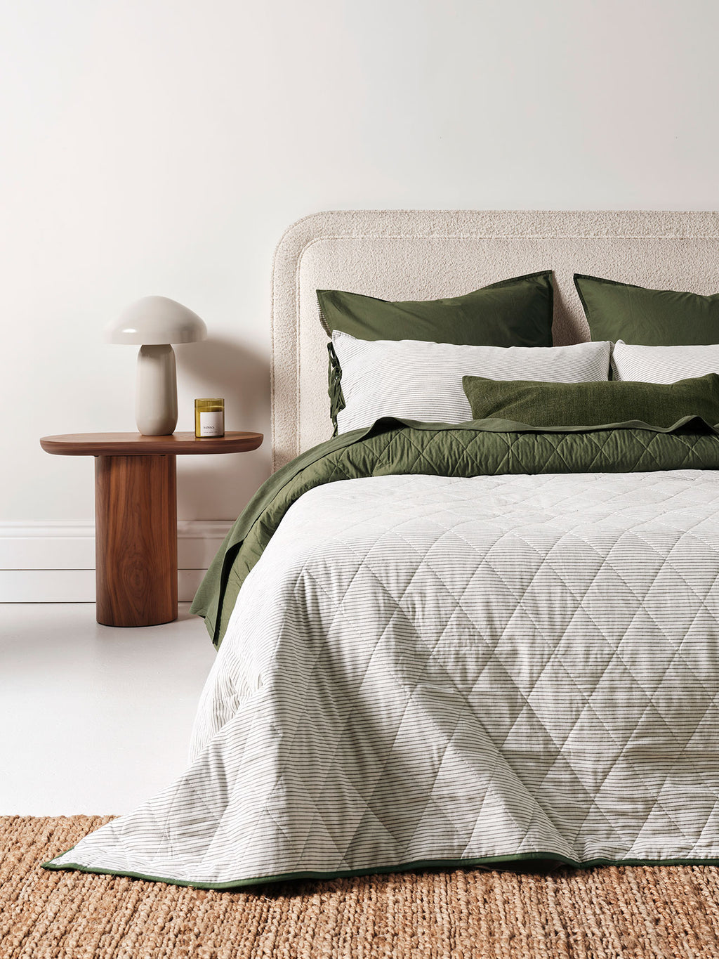 Mini Stripe Coverlet in Khaki