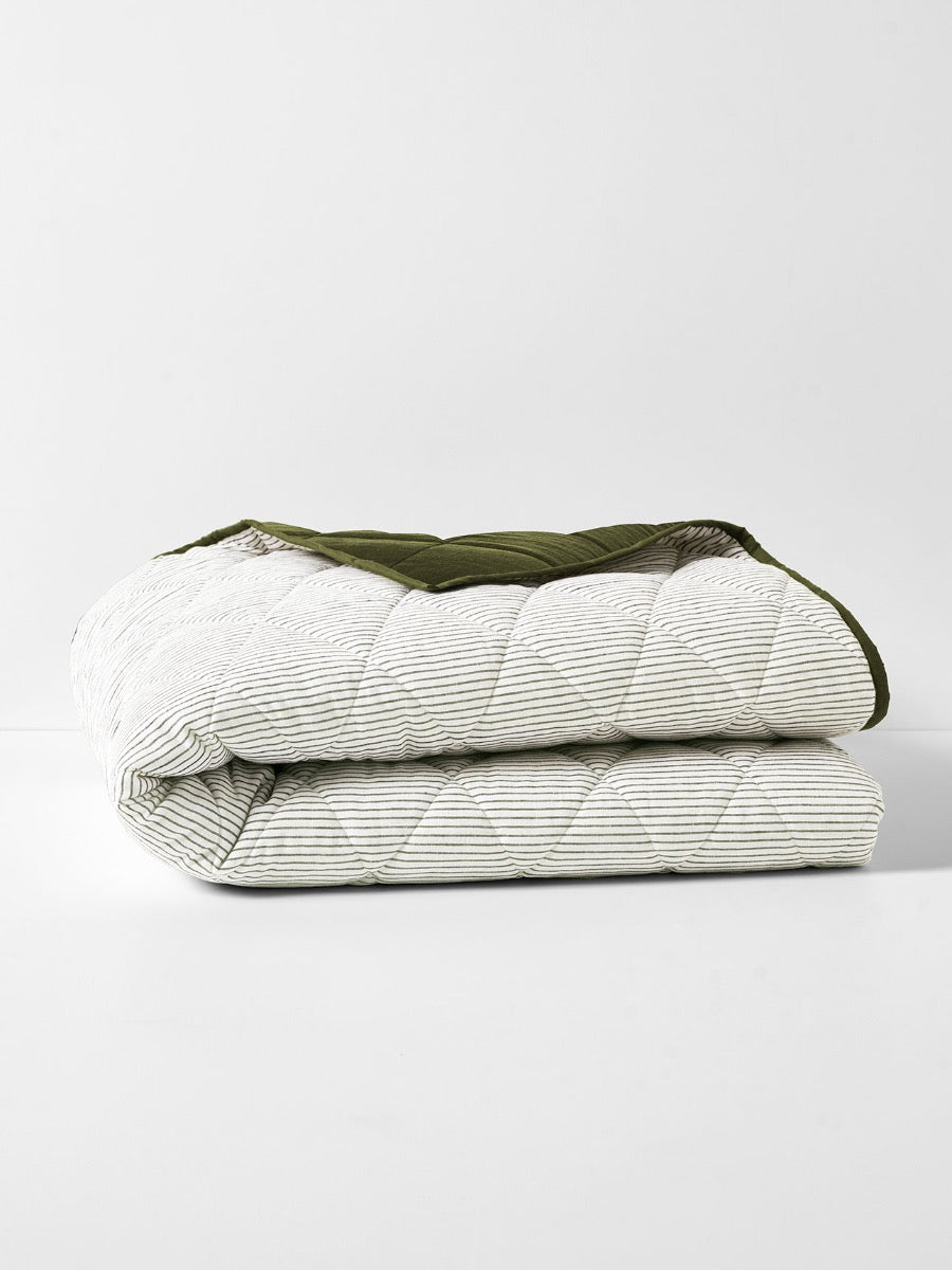 Mini Stripe Coverlet in Khaki